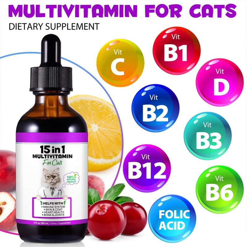 Cat Vitamin Drops Manufacturer - 15-in-1 Liquid Supplement 60ml