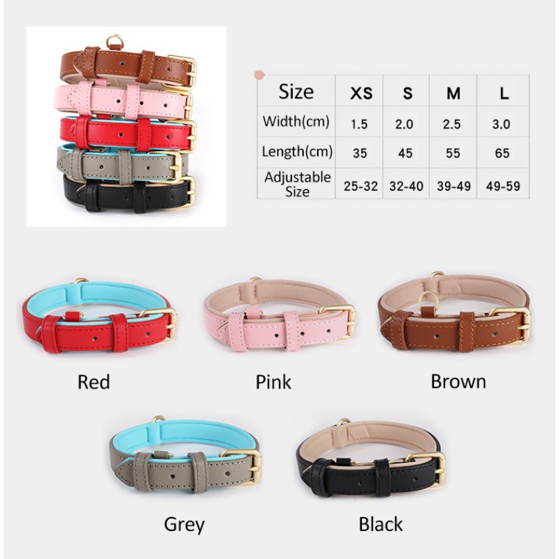 Dog Collar Supplier - Leather Lychee Grain Adjustable Cowhide