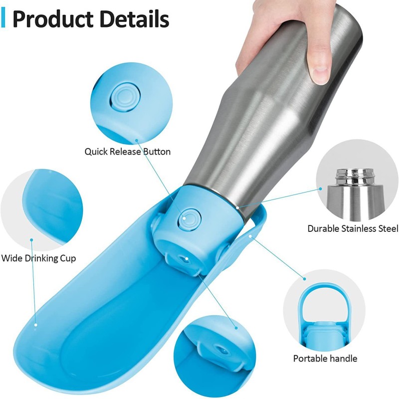 Pet Water Bottle Supplier - Portable Stainless Steel Leaf Lid