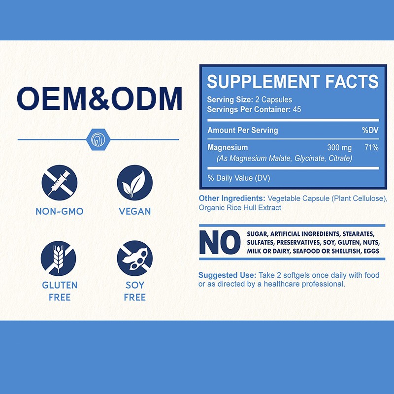 Magnesium Sleep Capsules Supplier - Private Label Glycinate Malate Citrate Natural Brain