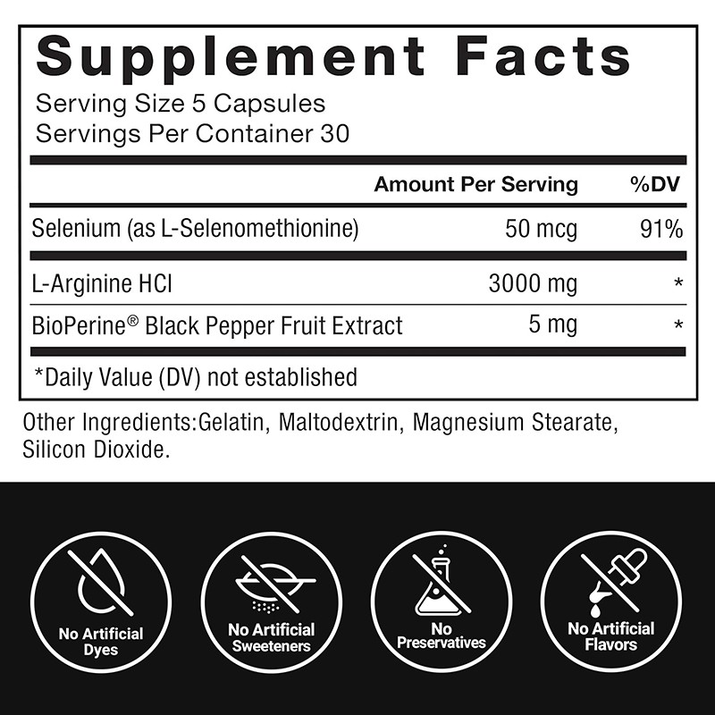 L-arginine Vegetarian Capsules Supplier - ODM OEM with Selenium Male Performance Endurance