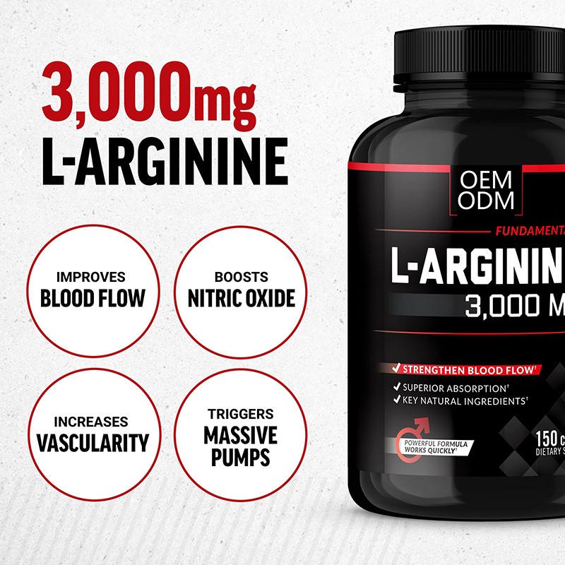 L-Arginine Capsules Supplier - Private Label Custom Logo 1000mg 3000mg Amino Acid