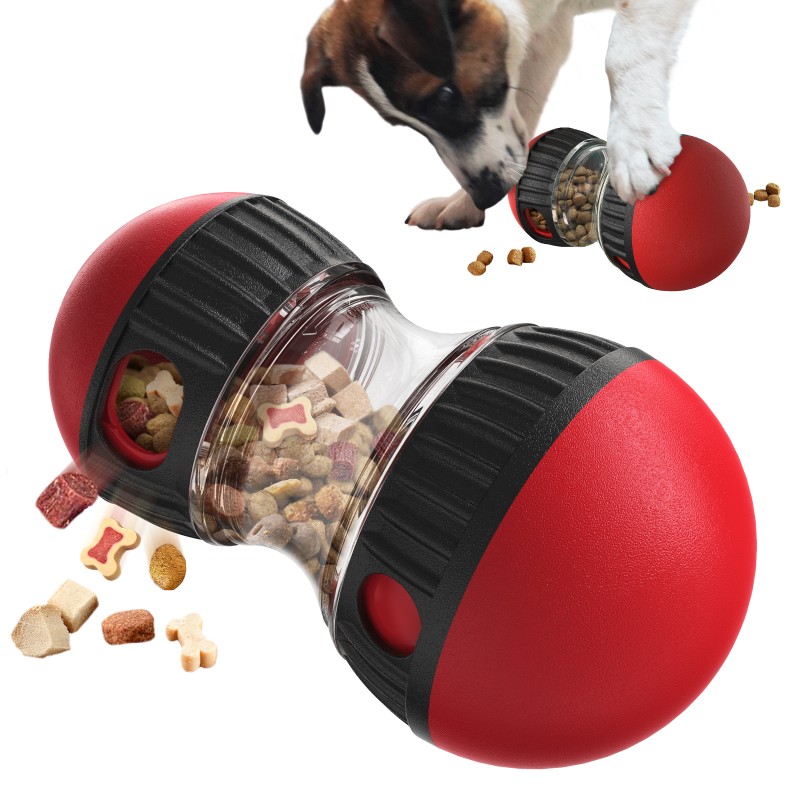 Interactive Dog Toy Supplier - Barbell Shaped Rolling Leaky Ball Slow Food