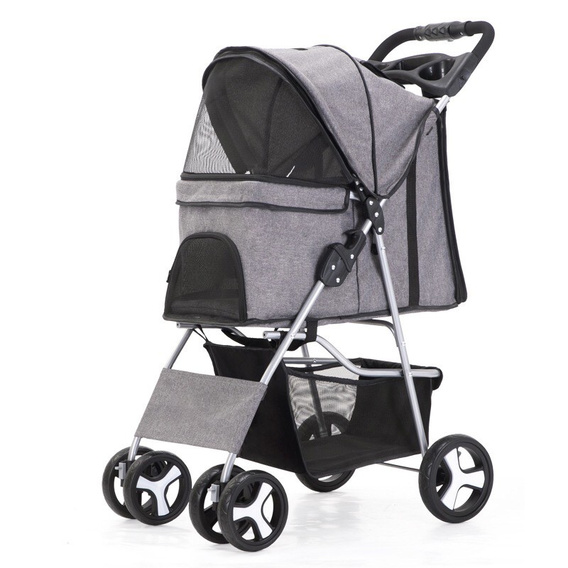 Pet Stroller Manufacturer - Portable Folding Cart with Umbrella Outdoor