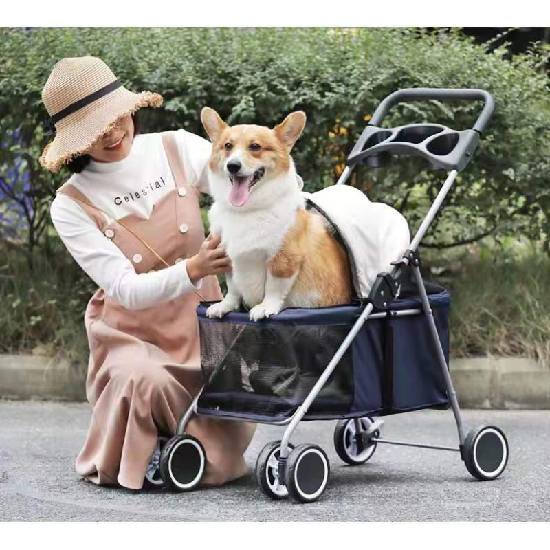 Pet Stroller Supplier - Folding Four-wheeled Easy Walk Carrier Carriage