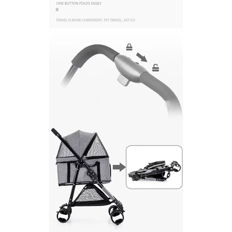 Pet Stroller Manufacturer - Folding Four-wheeled Easy Walk Travel Carrier