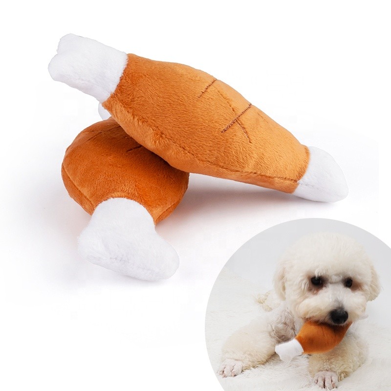 Dog Chew Toy Factory - Chicken Leg Plush Squeaker Toy Small Medium Dogs