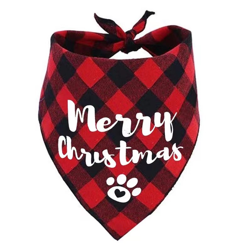Pet Dog Bandana Supplier - Red Black Plaid Puppy Kerchief