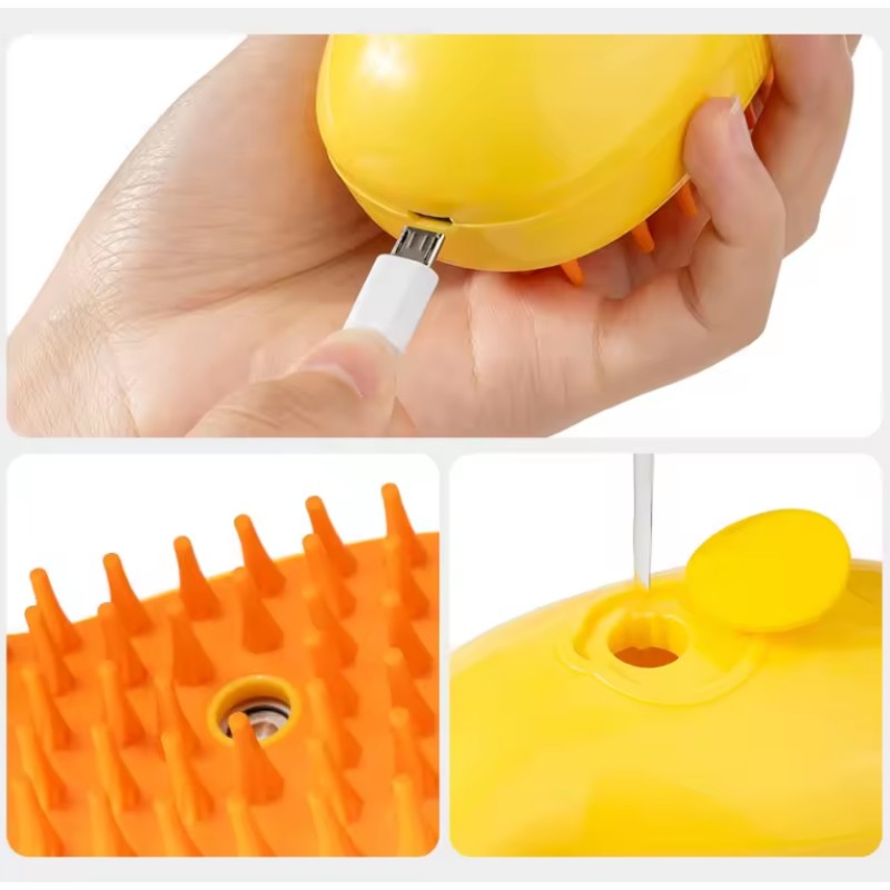 Pet Steam Brush Manufacturer - 3 in 1 Electric Self Cleaning Spray Massage