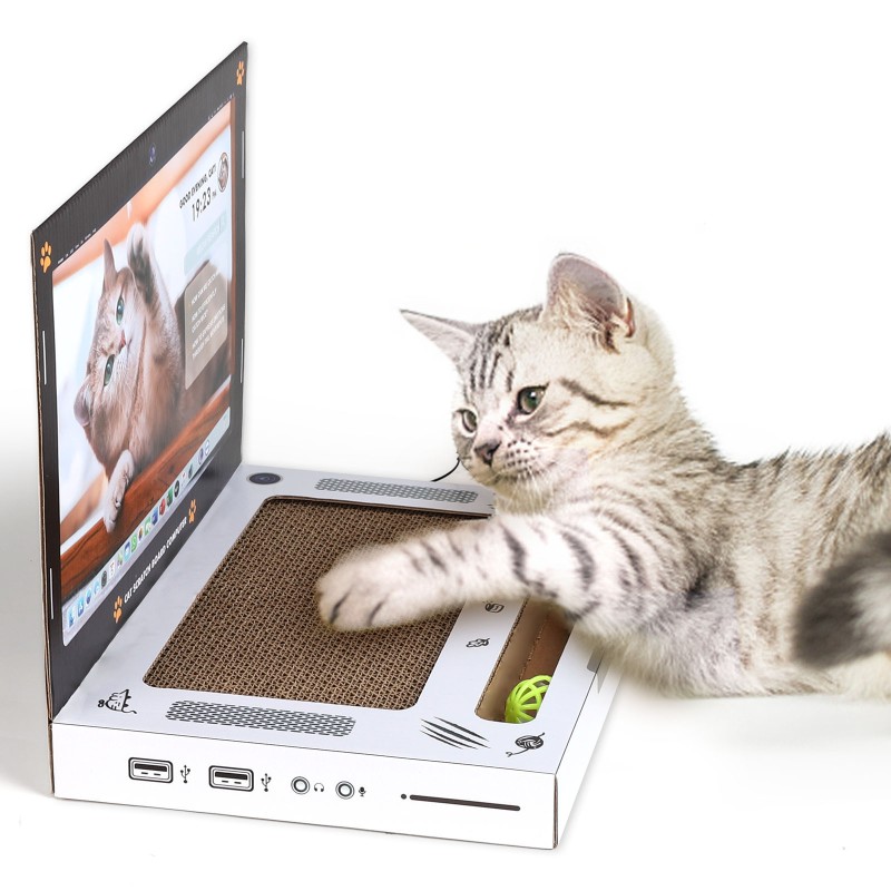 Cat Scratcher Factory - Laptop-Shaped Foldable Corrugated Paper