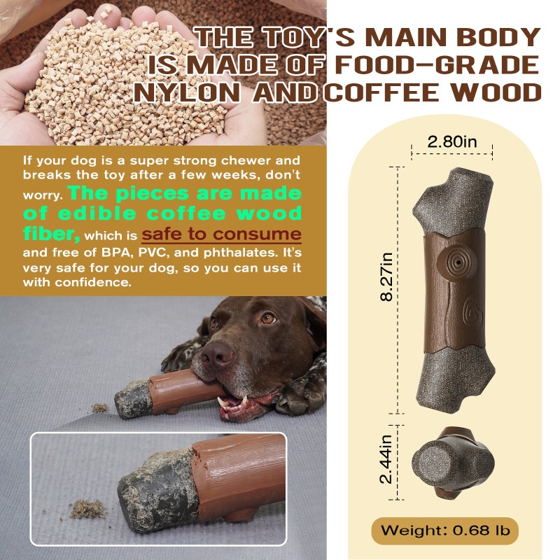 Dog Chew Toy Factory - Wishbone Luxury Silicone Wood Style