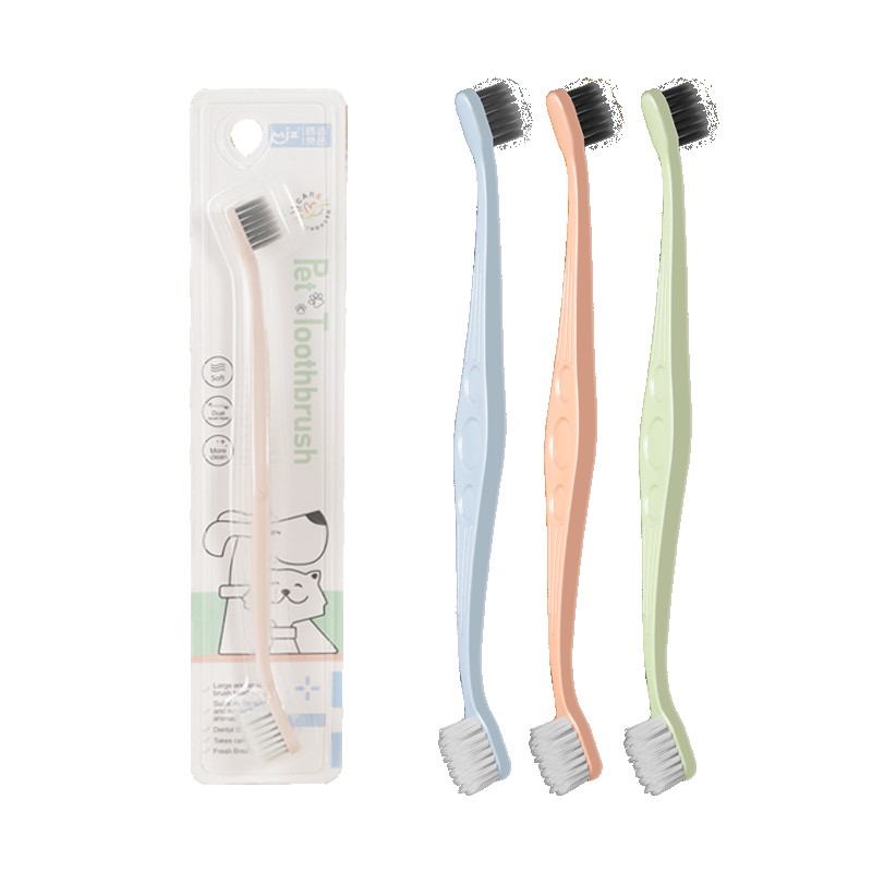 Pet Toothbrush Supplier - Dental Care Soft Bristle Dual Head Cat Dog