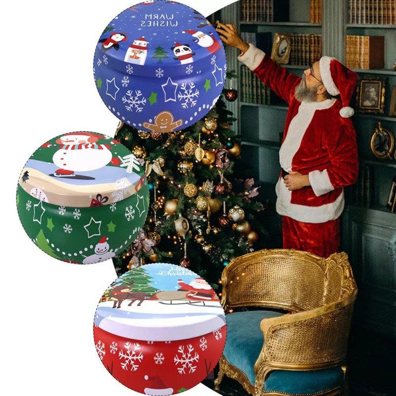Candle Jar Manufacturer - YOSHI Christmas 2.2oz 4.4oz Round Tin Can