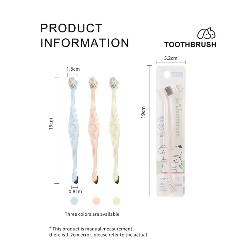 Pet Toothbrush Supplier - Dental Care Soft Bristle Dual Head Cat Dog