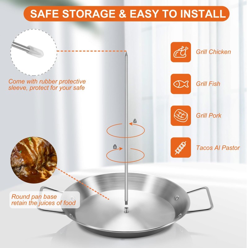 Vertical BBQ Skewers Factory - YS-304 Stainless Steel Detachable 3 Pan Set