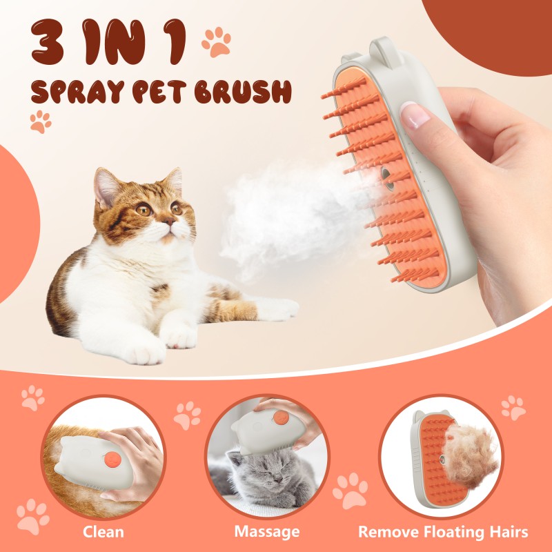 Steam Pet Brush Manufacturer - New 3 in 1 Steamy Cleanser Vapor Brush