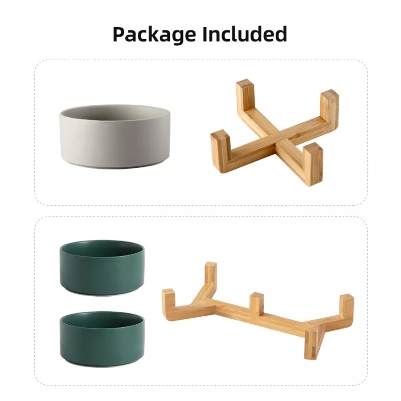 Ceramic Pet Bowl Manufacturer - Wholesale Colorful Feeder with Bamboo Frame