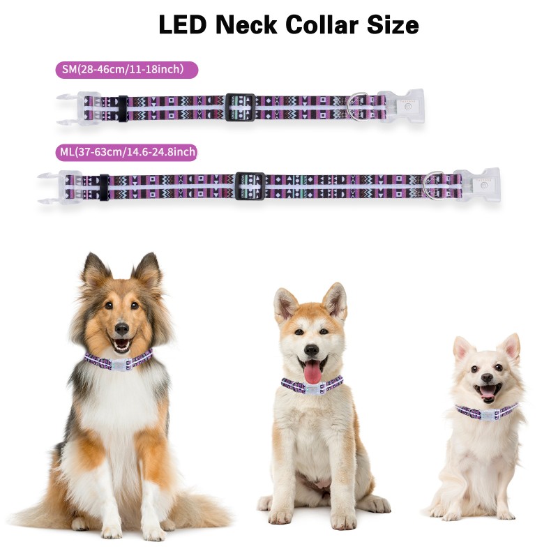 Scrolling Display Dog Collar Factory - USB Rechargeable LED Flash Multi Dog