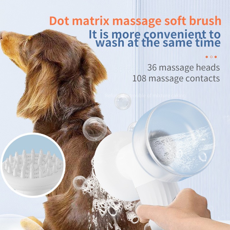 Electric Pet Brush Manufacturer - YOSHI Dog Bath Brush with Soap Dispenser