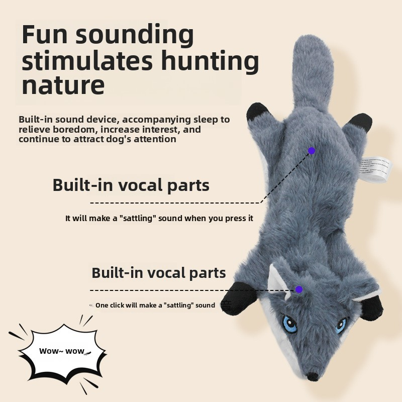 Pet Squeak Toys Factory - Wholesale In-Stock Fox Gray PV Fleece