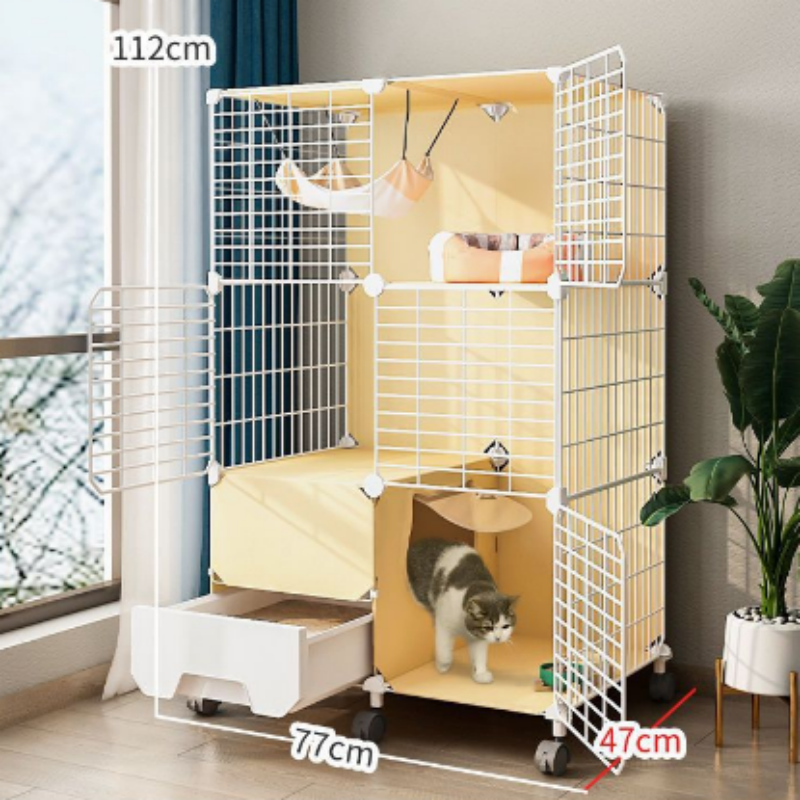 Cat Cage Supplier - Factory High Quality Metal Iron with Litter Box Wheels
