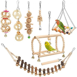 Wood Bird Toy Supplier - Natural with Swing Chewing Teething Pendant Starling