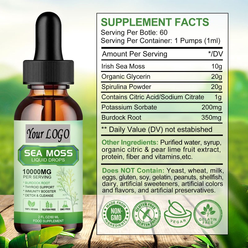 Sea Moss Liquid Drops Manufacturer - OEM Detox Cleanse 60ml