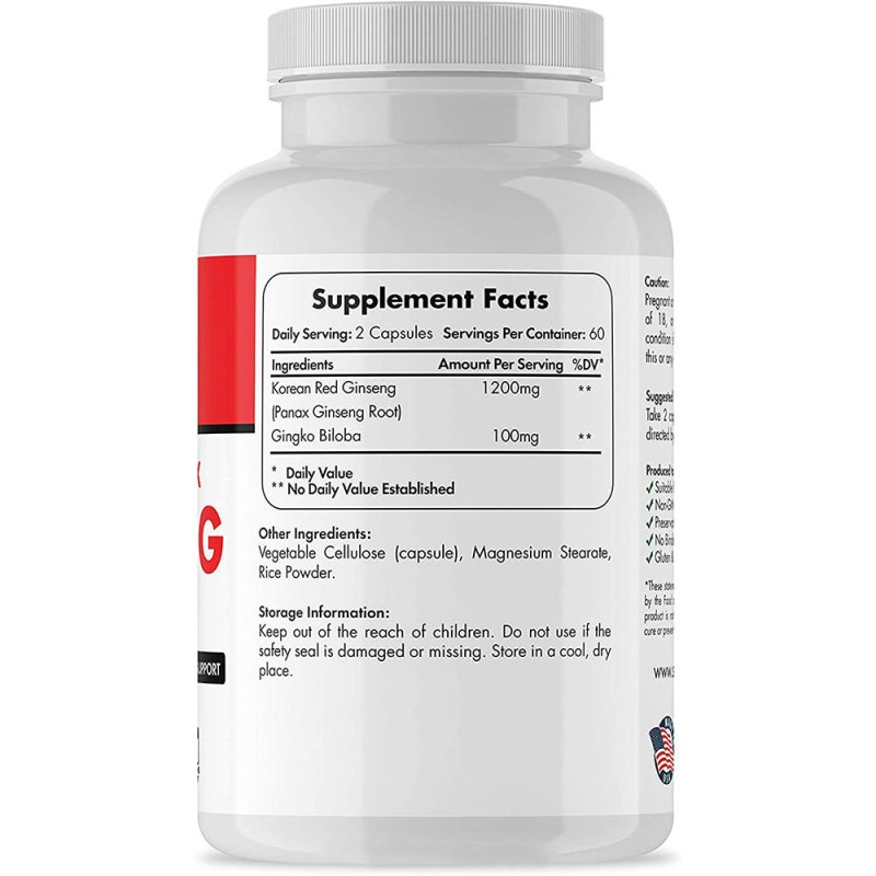 Ginseng Capsules Manufacturer - Natural Red Korean with Ginkgo Biloba