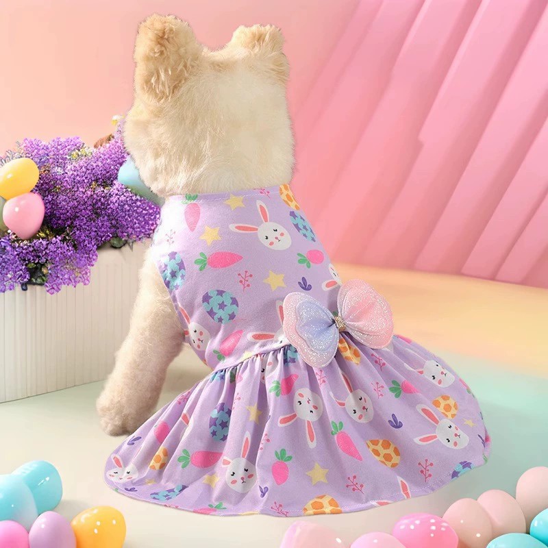 Dog Dresses Supplier - Beauty Easter Bunny Printed Cute