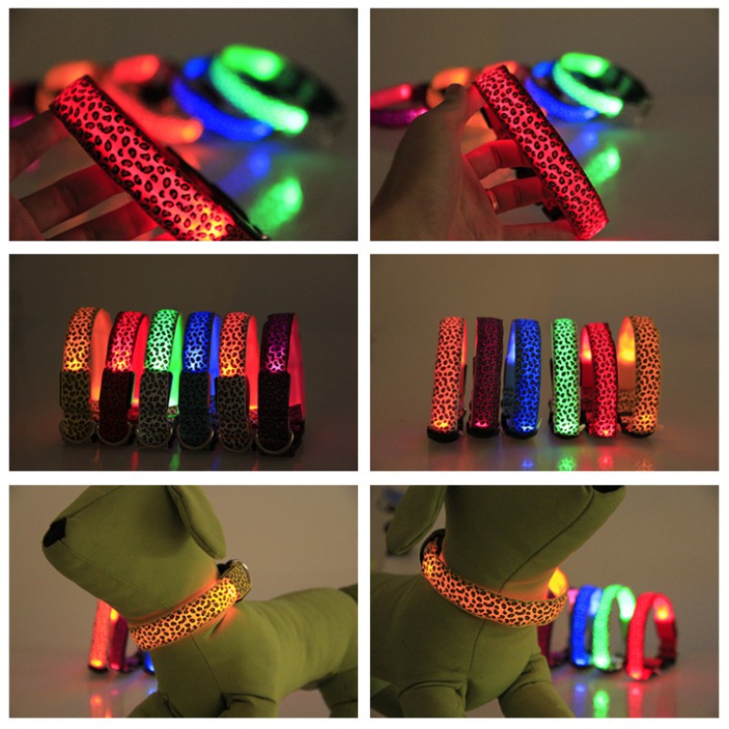 Pet Collar Factory - Quick Release LED Leopard Print Night