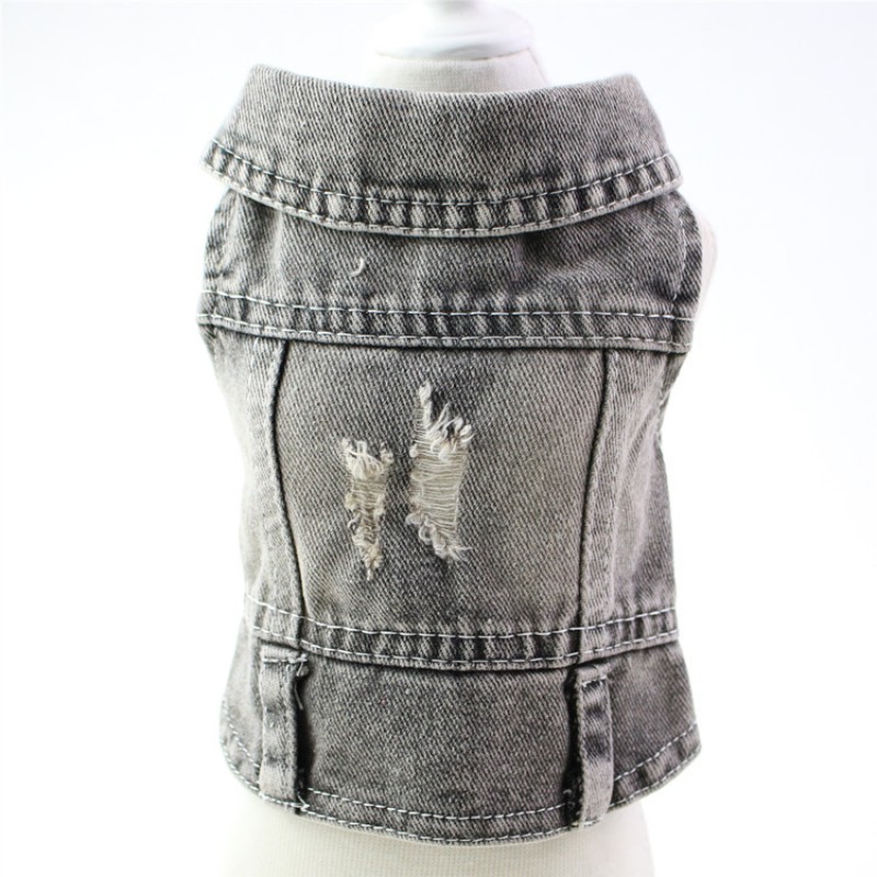 Pet Jackets Factory - Soft Broken Hole Black Denim Fashion
