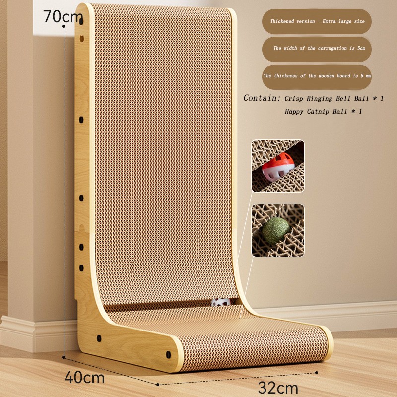 Corrugate Cat Scratcher Manufacturer - L Shape Foldable Wood Edge