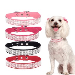 Pet Collar Manufacturer - Best Selling Shiny Rhinestone Microfiber