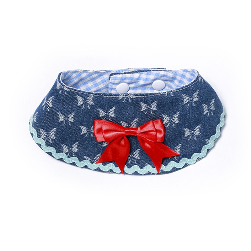 Pet Bandana Manufacturer - Korean Style Cute Red Bow Denim