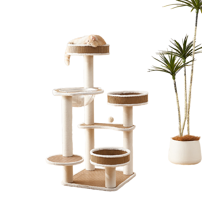 Cat Climbing Frame Supplier - Solid Wood Space Cabin Rattan