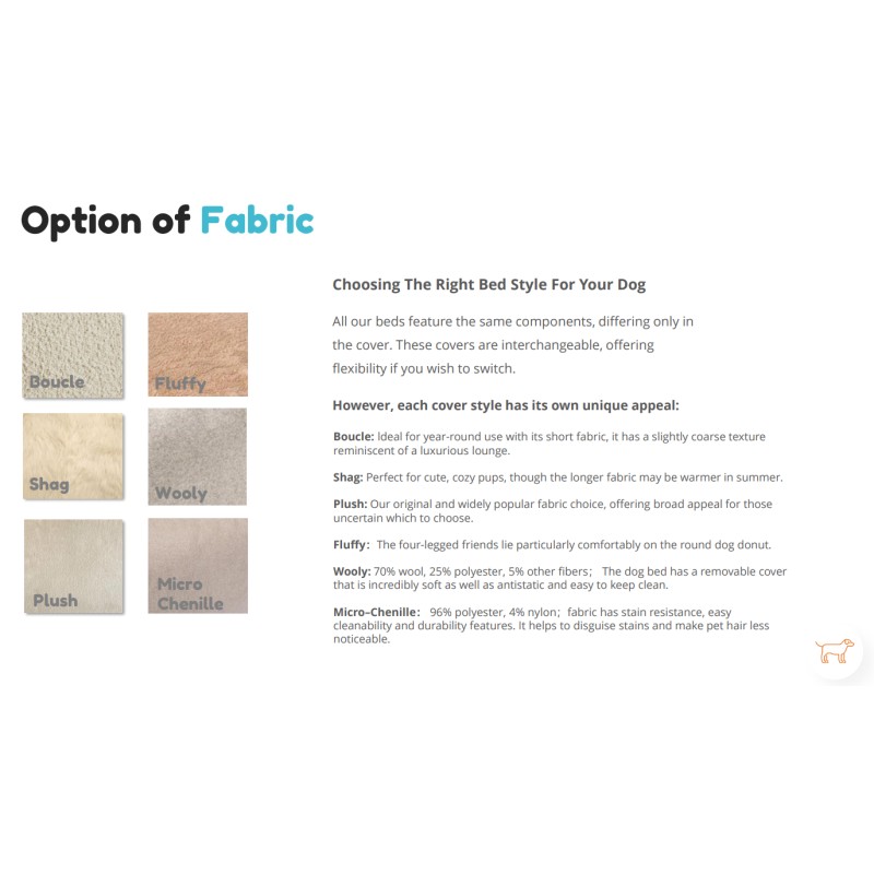 Removable Dog Bed Factory - Teddy Boucle Fabric Machine Washable Round Bed