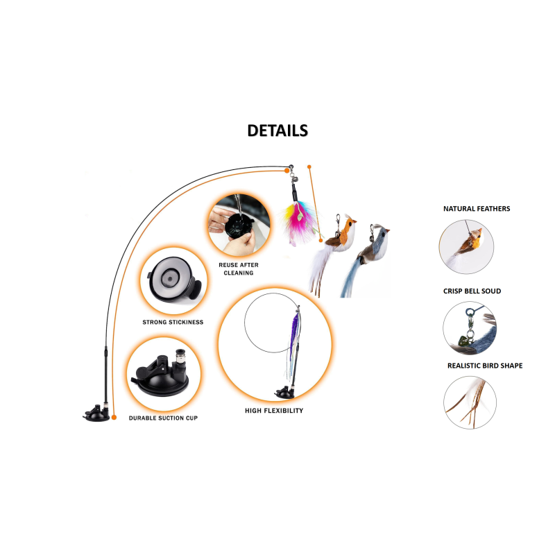 Cat Teaser Toy Factory - Super Suction Cup with Bells Interactive Metal Toy