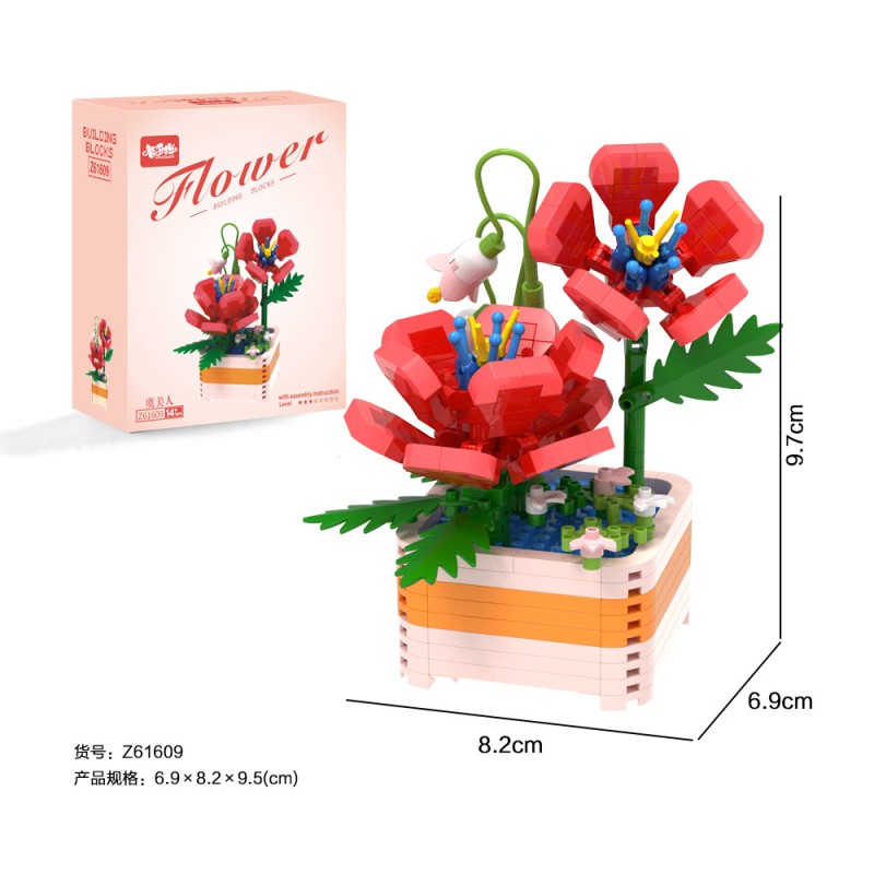 DIY Building Block Flowers Factory - 12 Styles Micro Particle Plastic Flower