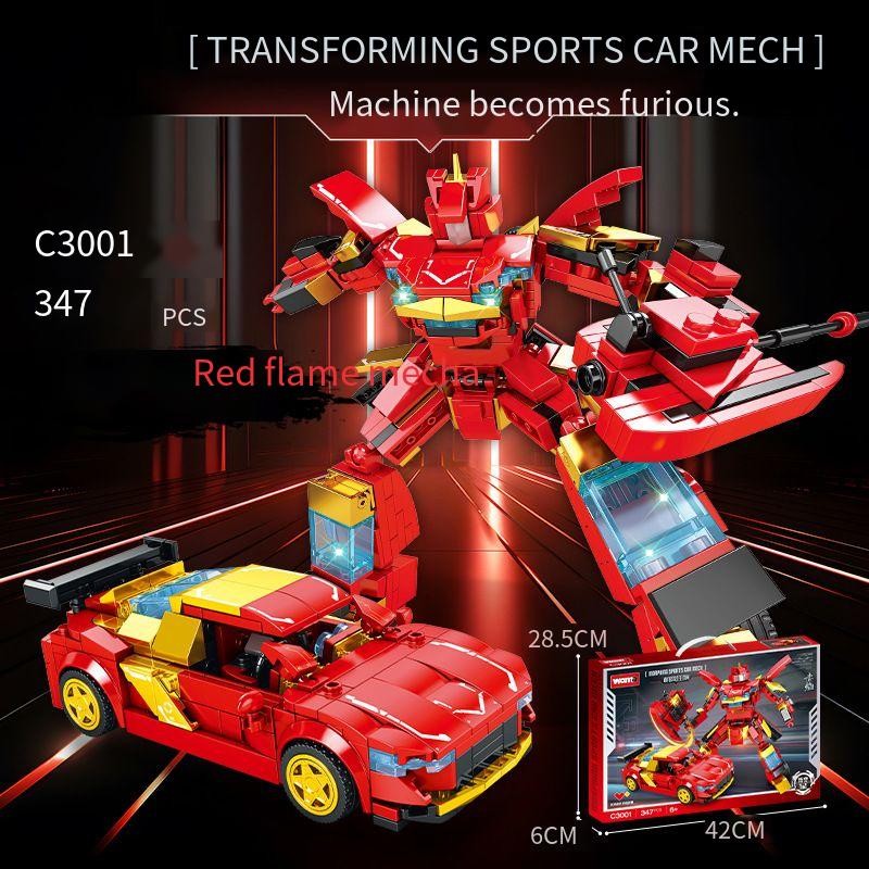 Building Block Sets Supplier - Children's Plastic 8 Styles Robot Car Transform