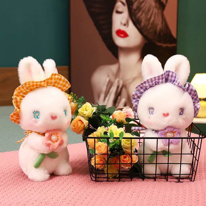 Custom Rabbit Plush Supplier - Lovely OEM Soft Stuffed Animal with Flower PP