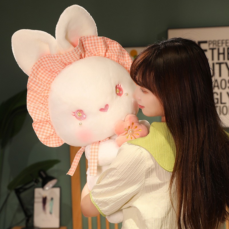 Custom Rabbit Plush Supplier - Lovely OEM Soft Stuffed Animal with Flower PP