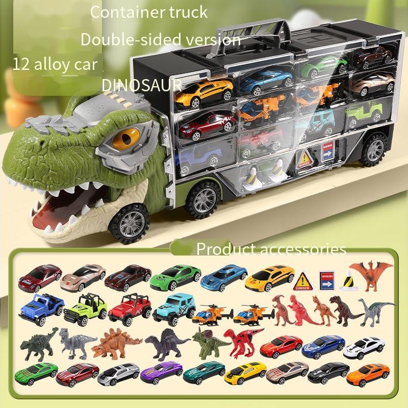 Transport Truck Toy Factory - Dinosaur Carrier Plastic Music Light Pull-Back