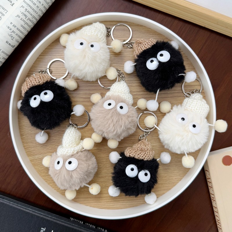 Plush Keychain Manufacturer - Stylish Coal-Like Big-Eyed Bag Charm Couple Ready