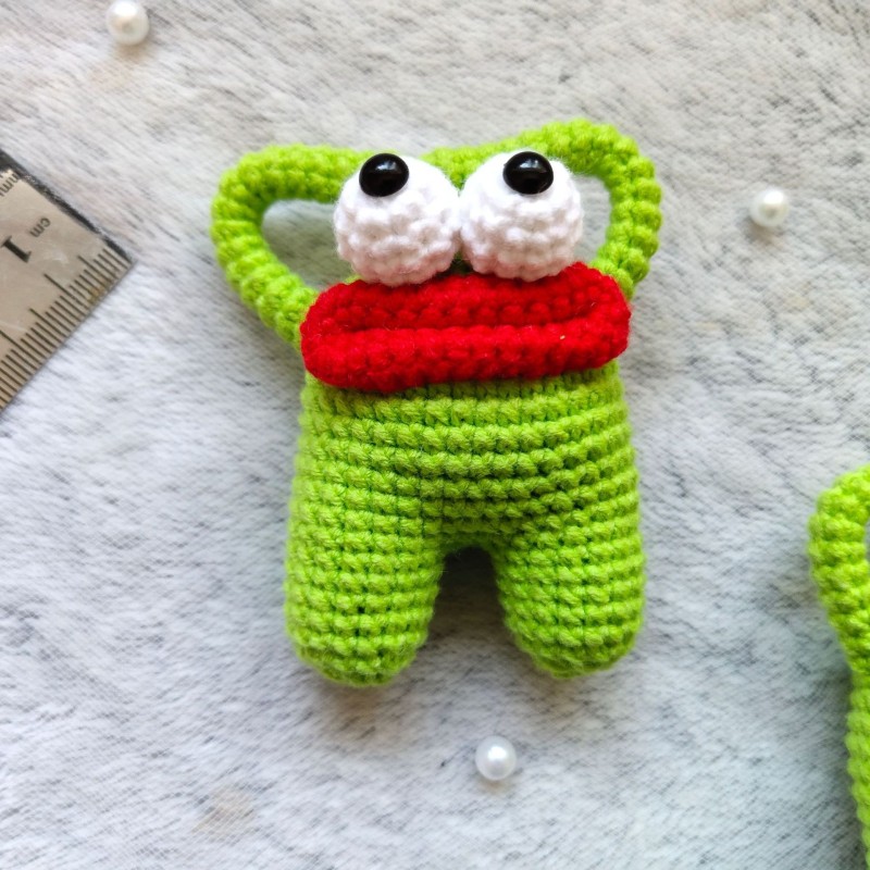 Woven Key Pendant Supplier - Sausage Mouth Frogs DIY Cute Crochet Keychain