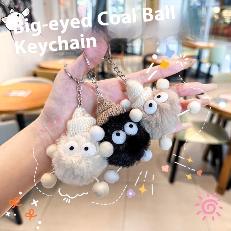 Plush Keychain Manufacturer - Stylish Coal-Like Big-Eyed Bag Charm Couple Ready
