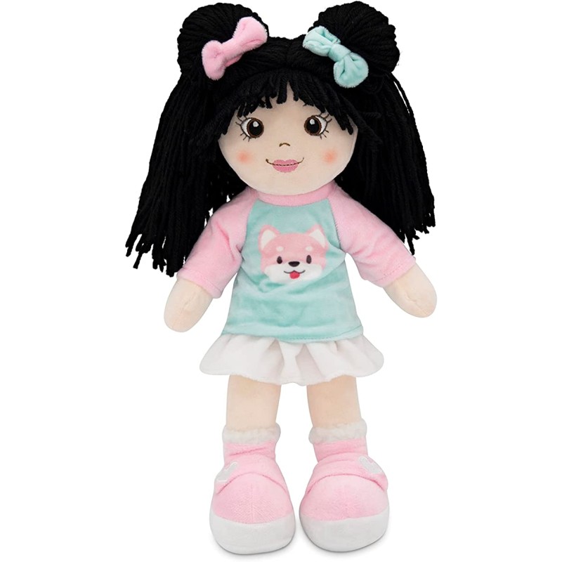 African Doll Supplier - Factory Customized Purple Dress Baby Girl Rag Doll