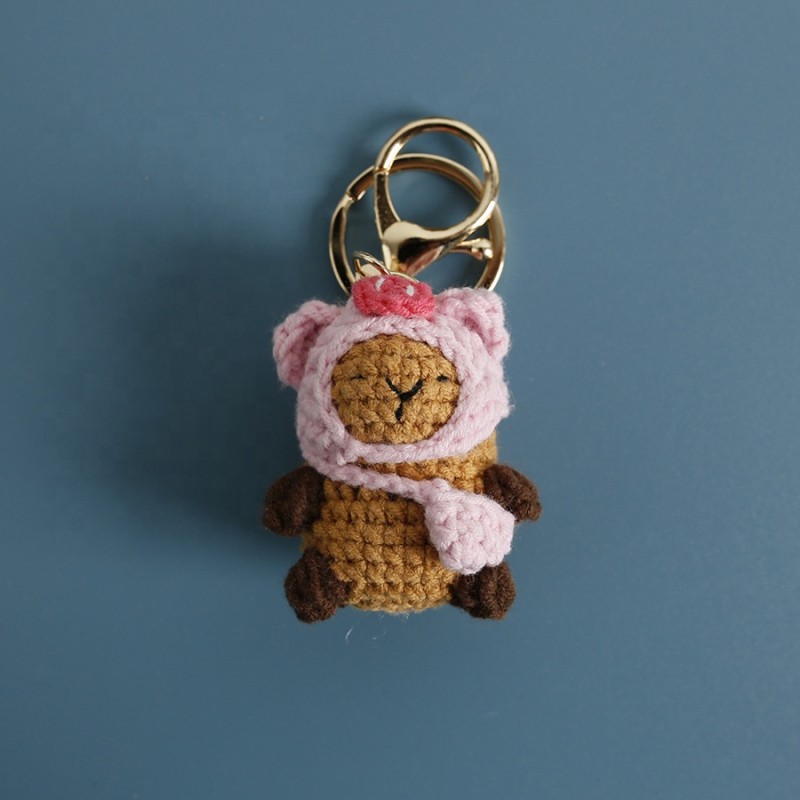 Crocheted Pendant Manufacturer - Handmade Anime Character Capibara Plush Keychain