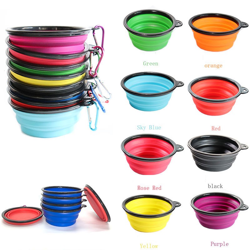 Collapsible Pet Bowl Supplier - New Portable Silicone Candy Color Food Water