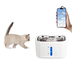 Pet Water Fountain Supplier - Wireless Water Level Window 2.5L Cat Dispenser LED
