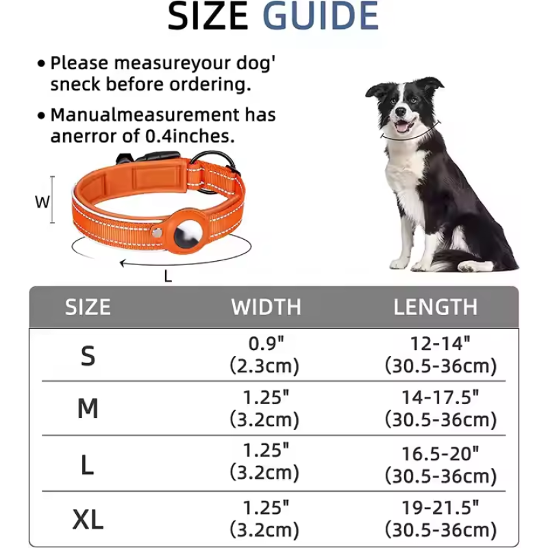Personalized Dog Collar Manufacturer - Adjustable Nylon Reflective GPS Air Tag